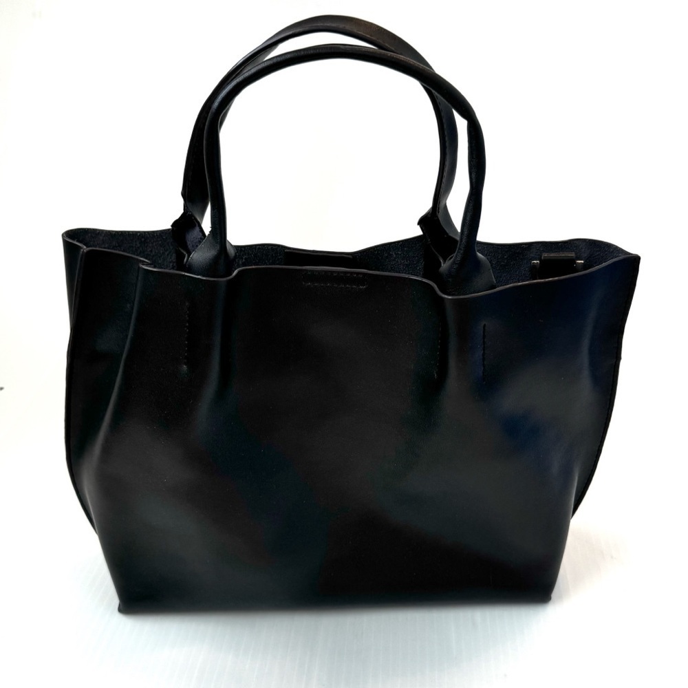 Co-Lab Elegant Black Leather Tote Bag with shoulder strap